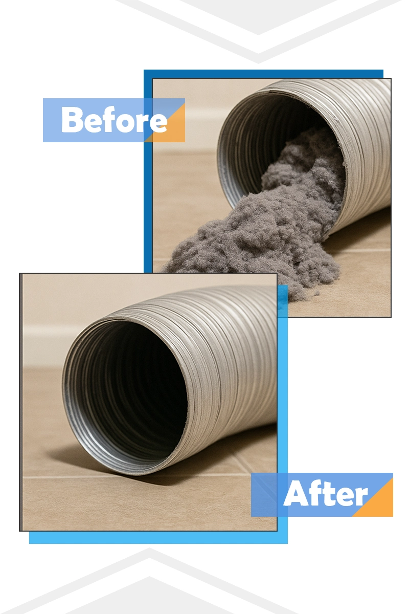 Professional DIY dryer duct cleaning - bEFORE & aFTER